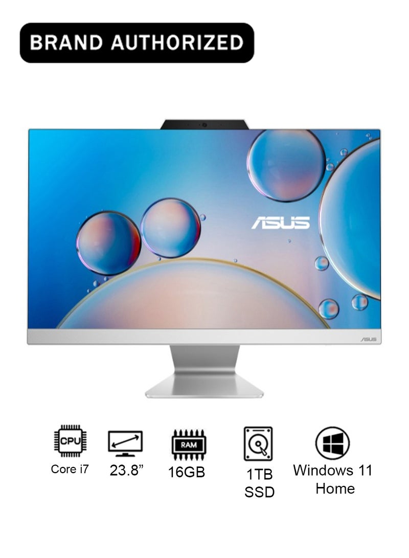 ASUS A3402WVAT-I7161TBW1W AIO Desktop With 23.8-Inch Touch Display, Core i7-1355U Processor/16GB RAM/1TB SSD/Intel Graphics/Windows 11 Home English white - Image 1