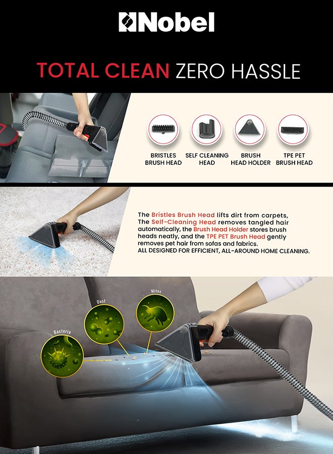 Wet & Dry Vacuum Cleaner – Multi-Surface Cleaning, Dual Tank System, 16kPa Suction, Low Noise 1.8 L 800 W NVC3131C Black