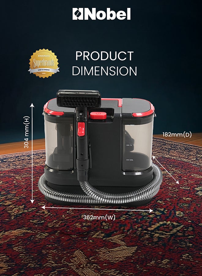 Wet & Dry Vacuum Cleaner – Multi-Surface Cleaning, Dual Tank System, 16kPa Suction, Low Noise 1.8 L 800 W NVC3131C Black