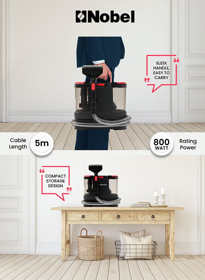 Wet & Dry Vacuum Cleaner – Multi-Surface Cleaning, Dual Tank System, 16kPa Suction, Low Noise 1.8 L 800 W NVC3131C Black