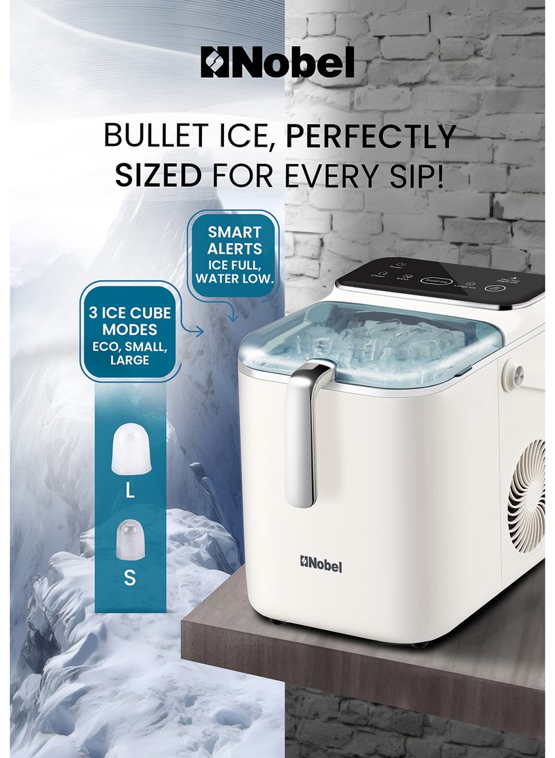 Ice Maker – 12kg Daily Output, 1.5L Water Tank, Touch Control, 3 Ice Sizes, Smart Indicator 1.5 L 110 W NIM21C White
