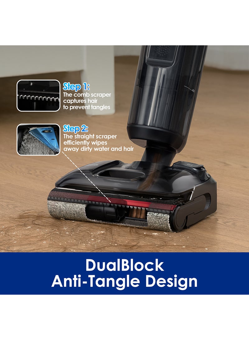 Tineco Floor ONE S7 Stretch Ultra Cordless Wet Dry Vacuum Cleaner, 180°Lay-Flat Anti-Tangle Design, 50 Minutes Runtime, 185℉ Flashdry Self-Cleaning, Dual-Sided Edge Cleaning Floor Cleaner 1 L 230 W FW061600AE Black  - Image 2
