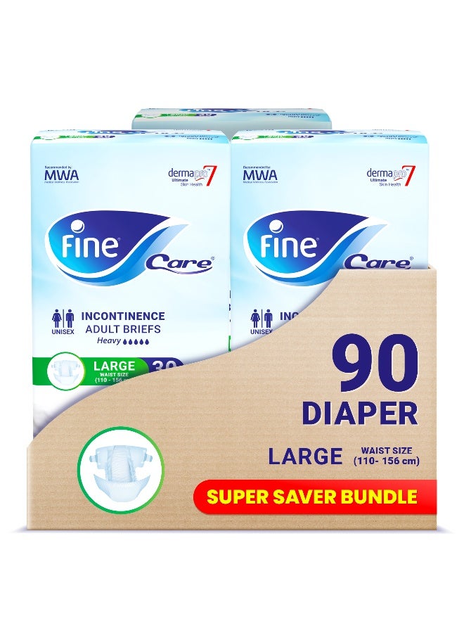 Fine Care Care Adult Incontinence Diaper Briefs Large Size 110 156Cm 3X30 Diapers - Image 1