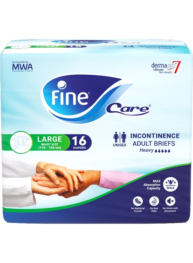 Fine Care Care Adult Incontinence Diaper Briefs Large Size 110-156 Cm 16 Diapers - Image 1