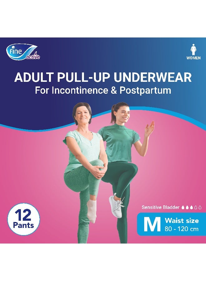 Fine Care Active Postpartum And Incontinence Underwear For Women Medium Size 80  120Cm Waist 12 Diapers - Image 4