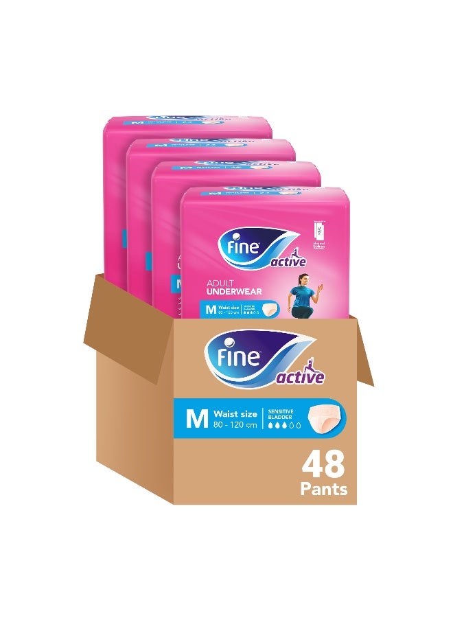 Fine Care Active Postpartum And Incontinence Underwear For Women Medium Size 80  120Cm Waist 48 Diapers - Image 1