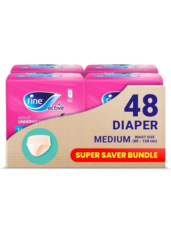 Fine Care Active Postpartum And Incontinence Underwear For Women Medium Size 80  120Cm Waist 48 Diapers - Image 2