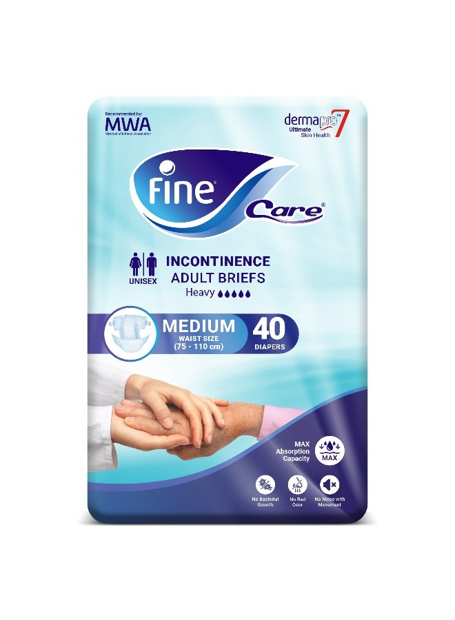 Fine Care Care Adult Incontinence Diaper Briefs Medium Size 75 110Cm 40 Diapers - Image 1
