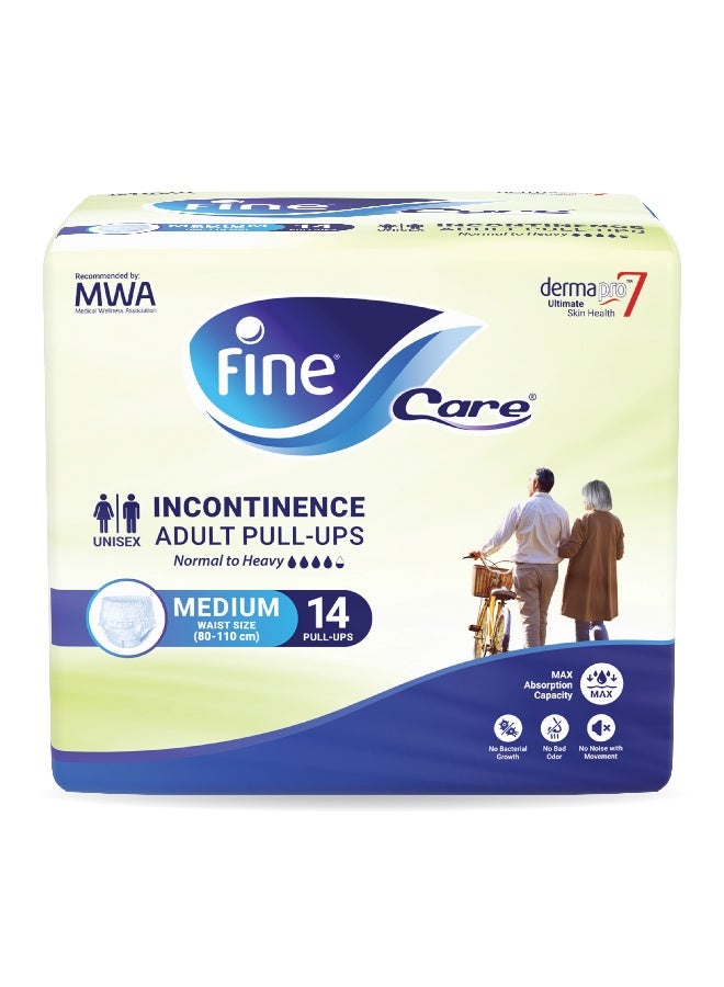 Fine Care Care Adult Incontinence Diaper  Pullups Medium Size 80 110Cm 14 Diapers - Image 1