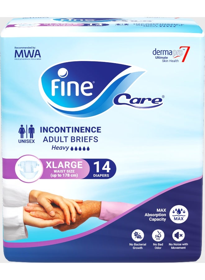 فاين كير حفاضات الكبار غير محددة الجنس من كير إنكونتيننس 14 حفاضة مقاس كبير محيط الخصر حتى 178 سم - Image 1