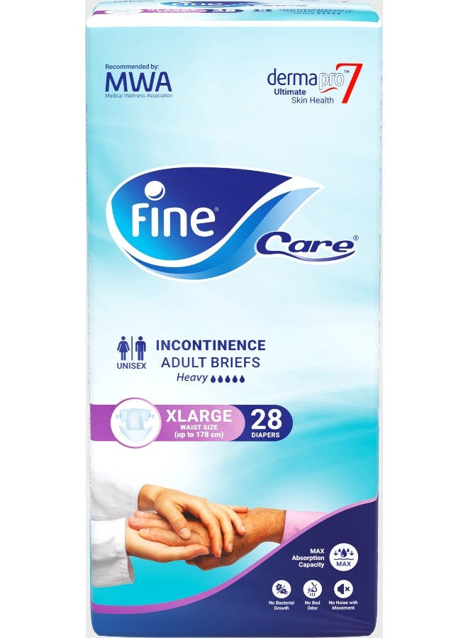 فاين كير حفاضات الكبار غير محددة الجنس للعناية بسلس البول 28 حفاضة مقاس كبير جداً محيط الخصر 130 - 178 سم - Image 1