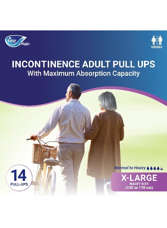 Fine Care Care Incontinence  Adult Pull Ups Unisex Pants 14 Diapers Xlarge Waist Size 130 170 Cm - Image 2