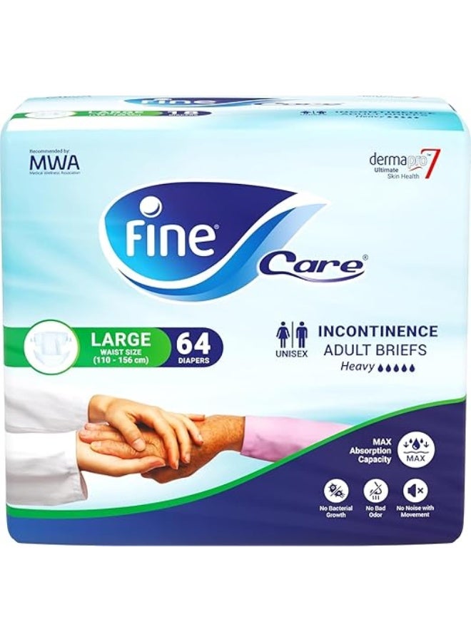Fine Care Care Adult Incontinence Diaper Briefs Large Size 110 156Cm 64 Diapers - Image 1