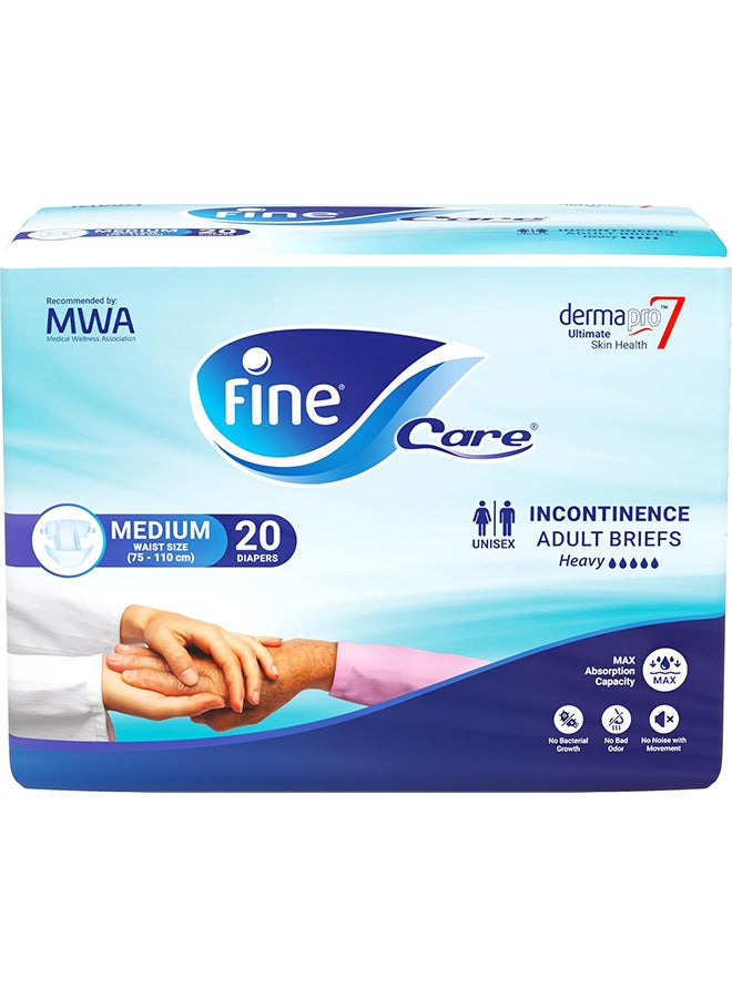 Fine Care Care Adult Incontinence Briefs Medium Size 75 110Cm 20 Diapers - Image 1