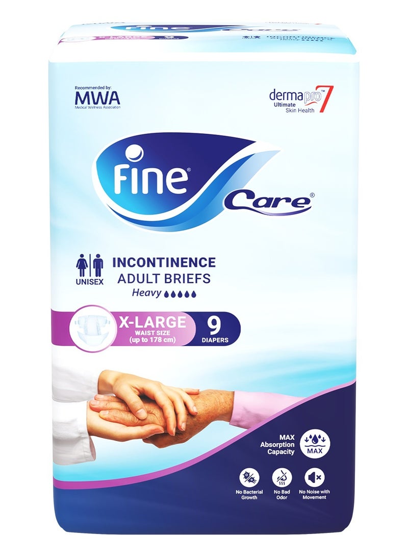 Fine Care Care Incontinence  Adult Unisex Briefs 9 Diapers Xlarge Waist Size 130 178 Cm - Image 1