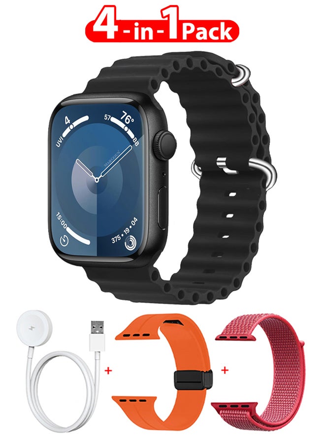 MARGOUN Smart Watch Fitness Tracker 44mm for Android and Ios with 3 Replacement Bands and Charging Cable Multicolour-5 - Image 1