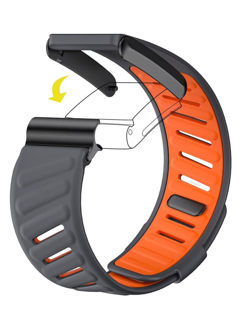 MARGOUN Sports Strap Compatible with Whoop 4.0 Soft and Breathable Silicone Strap Adjustable Replacement Wristbands for Whoop 4.0 Band Dark Grey/Orange  - Image 1
