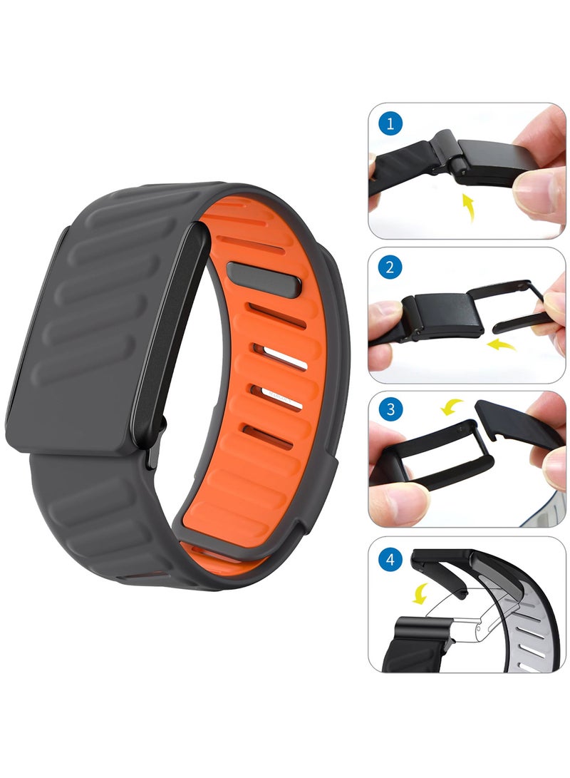 MARGOUN Sports Strap Compatible with Whoop 4.0 Soft and Breathable Silicone Strap Adjustable Replacement Wristbands for Whoop 4.0 Band Dark Grey/Orange  - Image 4
