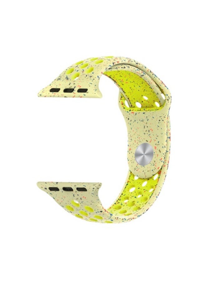 MARGOUN Silicone Sport Strap for Watch Band 38mm, 40mm, 41mm, 42mm (Series 10) Replacement Band with Colorful Particles for iWatch Series Ultra 2/Ultra 10 9 8 7 SE 6 5 4 3 2 1 - Olive Green with Yellow Holes  - Image 1