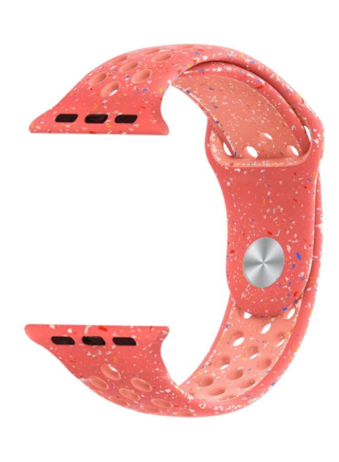 MARGOUN Silicone Sport Strap for Watch Band 38mm, 40mm, 41mm, 42mm (Series 10) Replacement Band with Colorful Particles for iWatch Series Ultra 2/Ultra 10 9 8 7 SE 6 5 4 3 2 1 - Coral Red  - Image 1