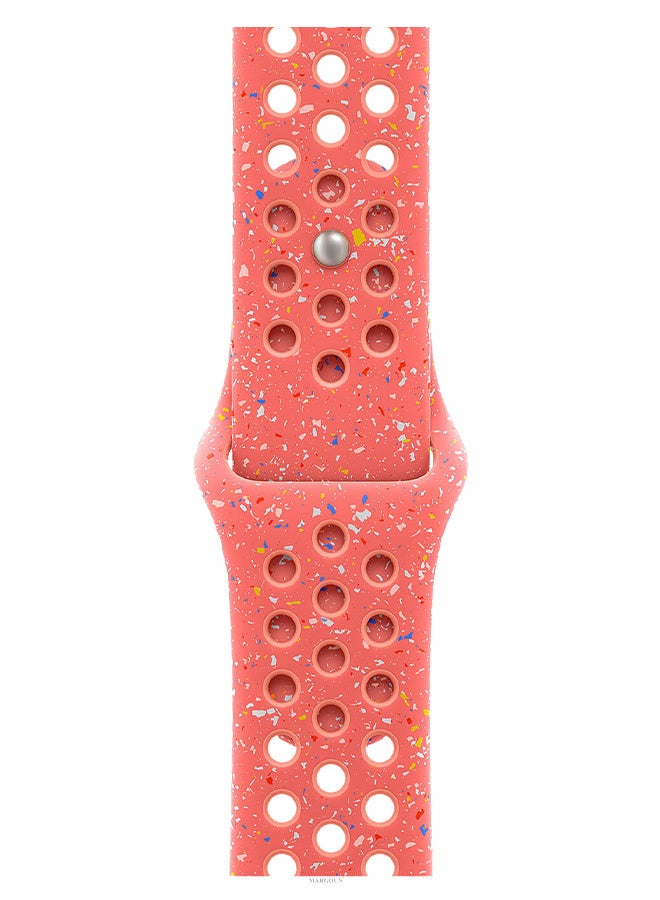 MARGOUN Silicone Sport Strap for Watch Band 38mm, 40mm, 41mm, 42mm (Series 10) Replacement Band with Colorful Particles for iWatch Series Ultra 2/Ultra 10 9 8 7 SE 6 5 4 3 2 1 - Coral Red  - Image 5