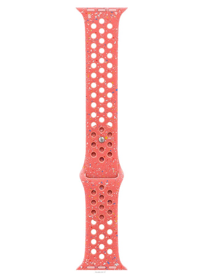 MARGOUN Silicone Sport Strap for Watch Band 38mm, 40mm, 41mm, 42mm (Series 10) Replacement Band with Colorful Particles for iWatch Series Ultra 2/Ultra 10 9 8 7 SE 6 5 4 3 2 1 - Coral Red  - Image 4