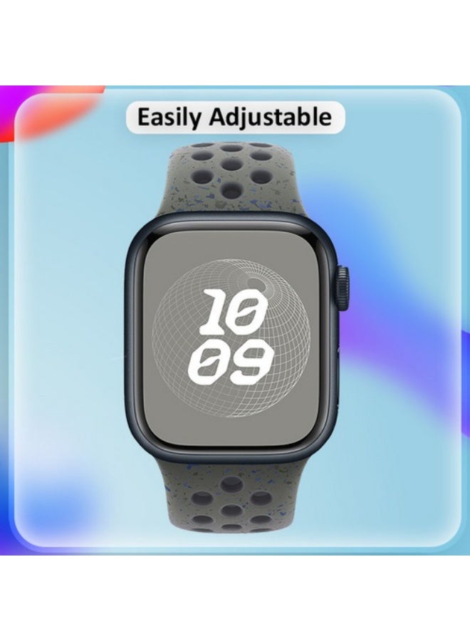 MARGOUN Silicone Sport Strap for Watch Band 38mm, 40mm, 41mm, 42mm (Series 10) Replacement Band with Colorful Particles for iWatch Series Ultra 2/Ultra 10 9 8 7 SE 6 5 4 3 2 1 - Dark Olive Green  - Image 4