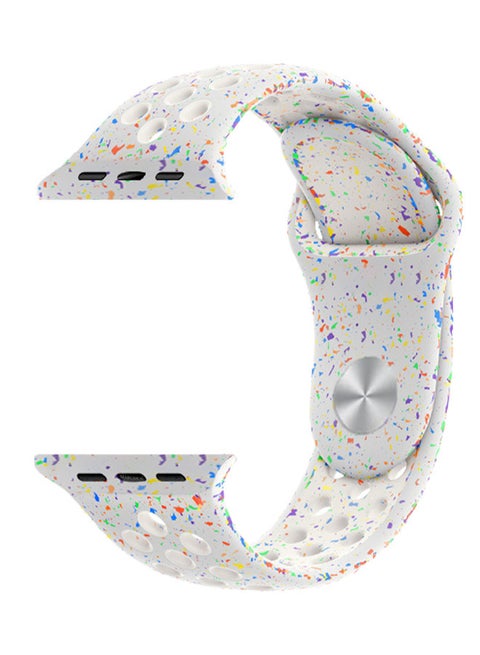 Silicone Sport Strap for Watch Band 38mm, 40mm, 41mm, 42mm (Series 10) Replacement Band with Colorful Particles for iWatch Series Ultra 2/Ultra 10 9 8 7 SE 6 5 4 3 2 1 - Light Grey
