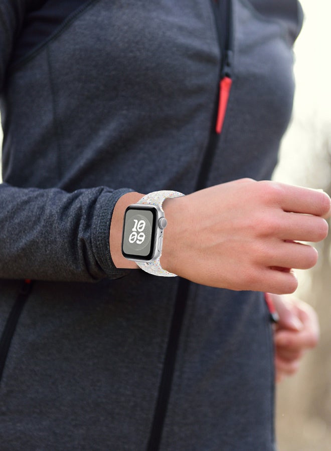 Silicone Sport Strap for Watch Band 38mm, 40mm, 41mm, 42mm (Series 10) Replacement Band with Colorful Particles for iWatch Series Ultra 2/Ultra 10 9 8 7 SE 6 5 4 3 2 1 - Light Grey