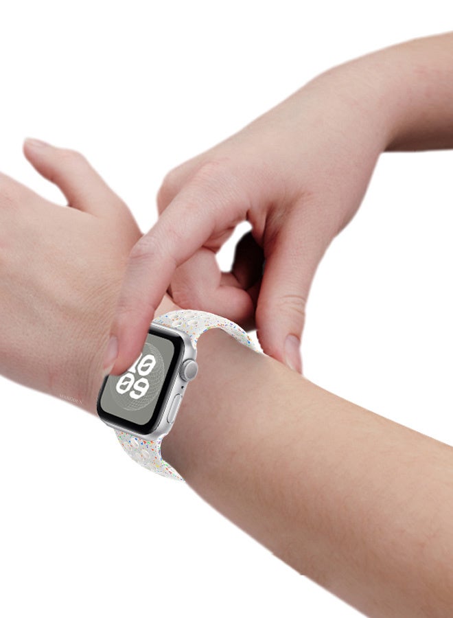 Silicone Sport Strap for Watch Band 38mm, 40mm, 41mm, 42mm (Series 10) Replacement Band with Colorful Particles for iWatch Series Ultra 2/Ultra 10 9 8 7 SE 6 5 4 3 2 1 - Light Grey