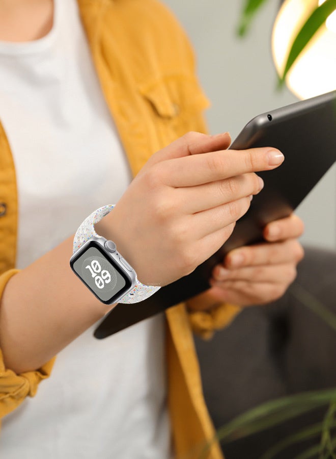 Silicone Sport Strap for Watch Band 38mm, 40mm, 41mm, 42mm (Series 10) Replacement Band with Colorful Particles for iWatch Series Ultra 2/Ultra 10 9 8 7 SE 6 5 4 3 2 1 - Light Grey