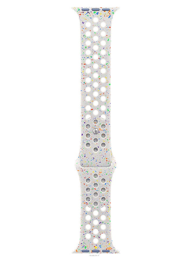 Silicone Sport Strap for Watch Band 38mm, 40mm, 41mm, 42mm (Series 10) Replacement Band with Colorful Particles for iWatch Series Ultra 2/Ultra 10 9 8 7 SE 6 5 4 3 2 1 - Light Grey