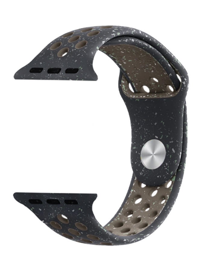 MARGOUN Silicone Sport Strap for Watch Band 38mm, 40mm, 41mm, 42mm (Series 10) Replacement Band with Colorful Particles for iWatch Series Ultra 2/Ultra 10 9 8 7 SE 6 5 4 3 2 1 - Black With Grey Holes Black/Grey  - Image 1