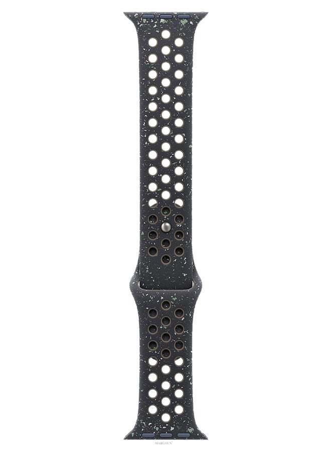 MARGOUN Silicone Sport Strap for Watch Band 38mm, 40mm, 41mm, 42mm (Series 10) Replacement Band with Colorful Particles for iWatch Series Ultra 2/Ultra 10 9 8 7 SE 6 5 4 3 2 1 - Black With Grey Holes Black/Grey  - Image 3