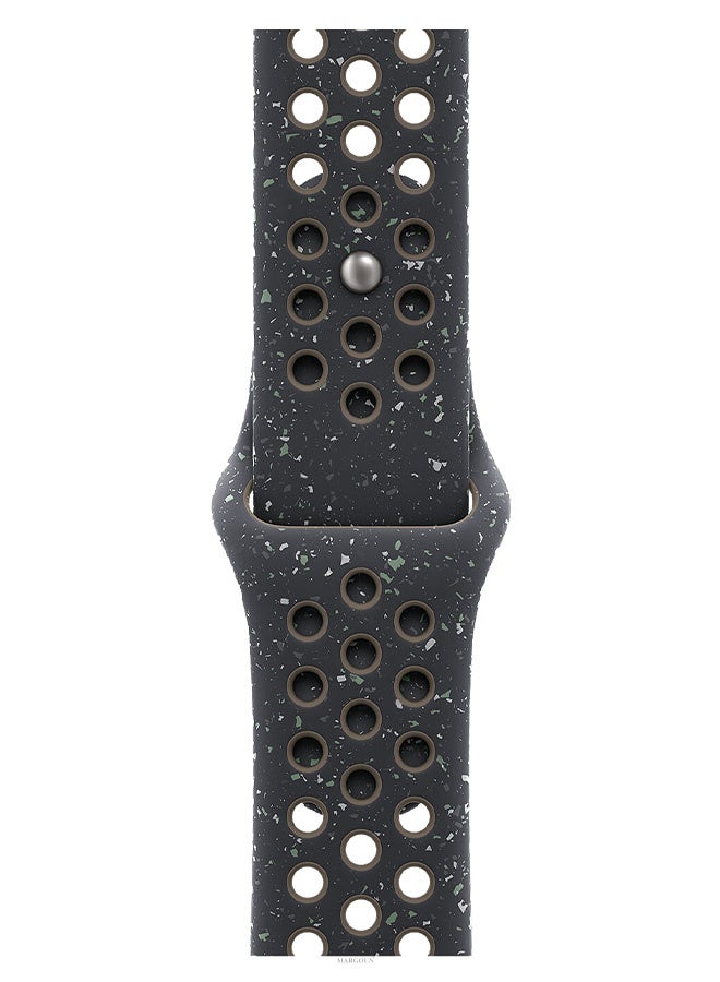 MARGOUN Silicone Sport Strap for Watch Band 38mm, 40mm, 41mm, 42mm (Series 10) Replacement Band with Colorful Particles for iWatch Series Ultra 2/Ultra 10 9 8 7 SE 6 5 4 3 2 1 - Black With Grey Holes Black/Grey  - Image 4