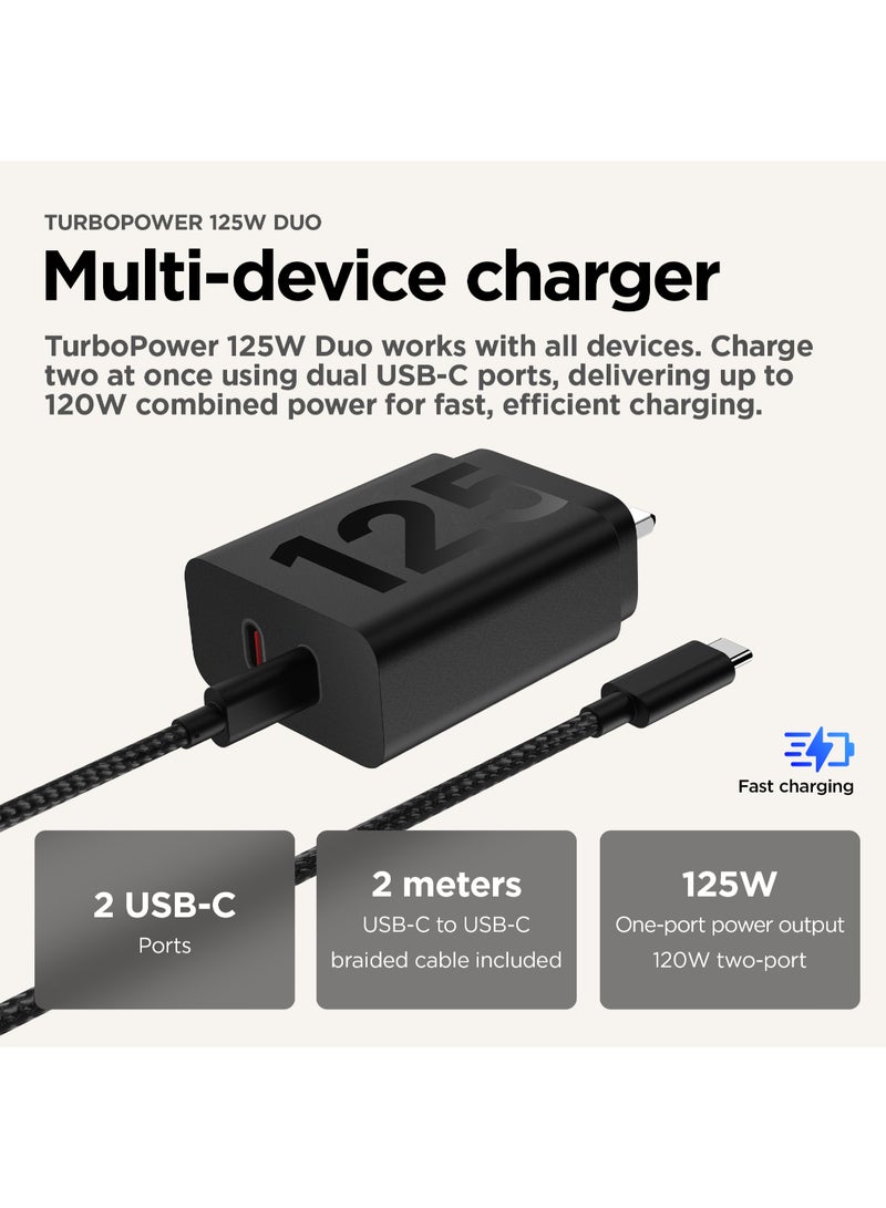 Motorola Wall Charger, 125W, Fast Charging Adapter - Matte Black - Image 3