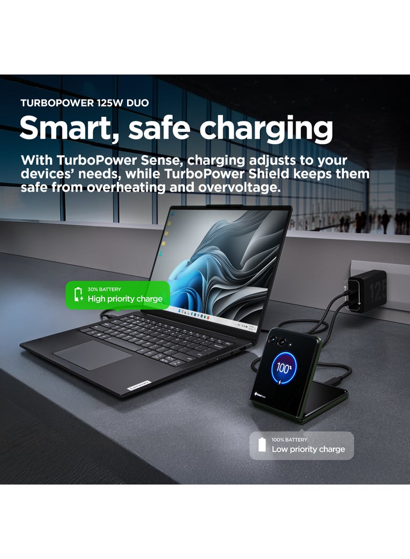Motorola Wall Charger, 125W, Fast Charging Adapter - Matte Black - Image 2