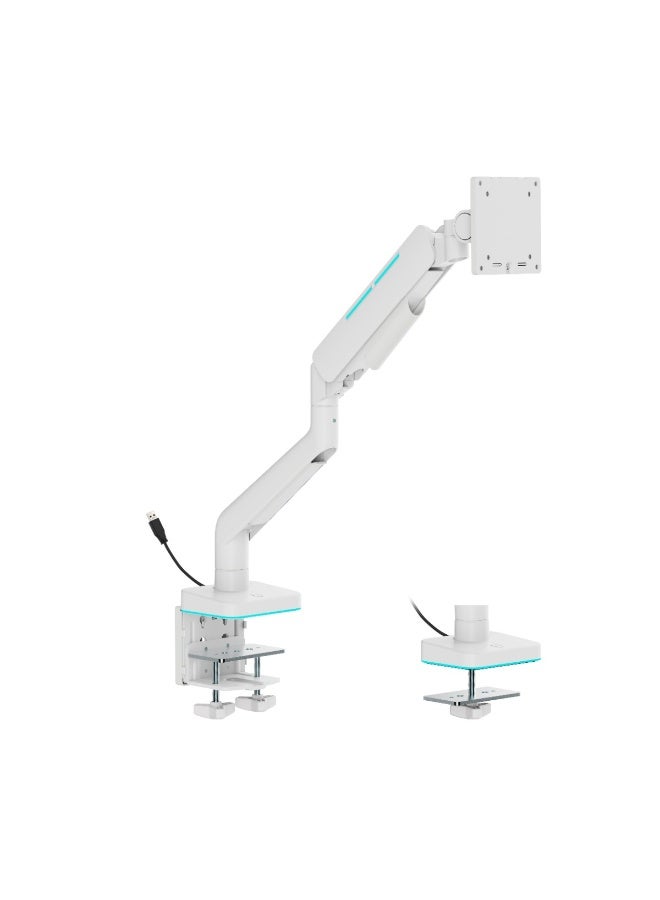 Gamertek Pivot Single Rgb Monitor Arm White - Image 1