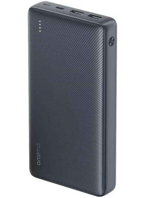 20000 mAh Oraimo Traveler 15 Flash 20000mAh Power Bank with 15W Fast Charging,Type-C & USBs Triple Output, Multi-Layer Protection with 3D Texture Exterior black
