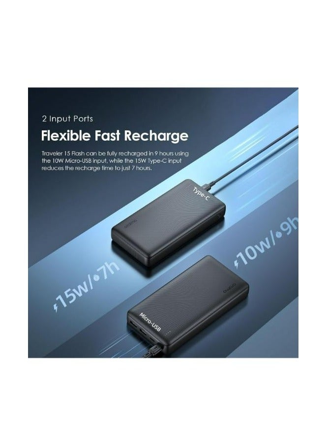 20000 mAh Oraimo Traveler 15 Flash 20000mAh Power Bank with 15W Fast Charging,Type-C & USBs Triple Output, Multi-Layer Protection with 3D Texture Exterior black