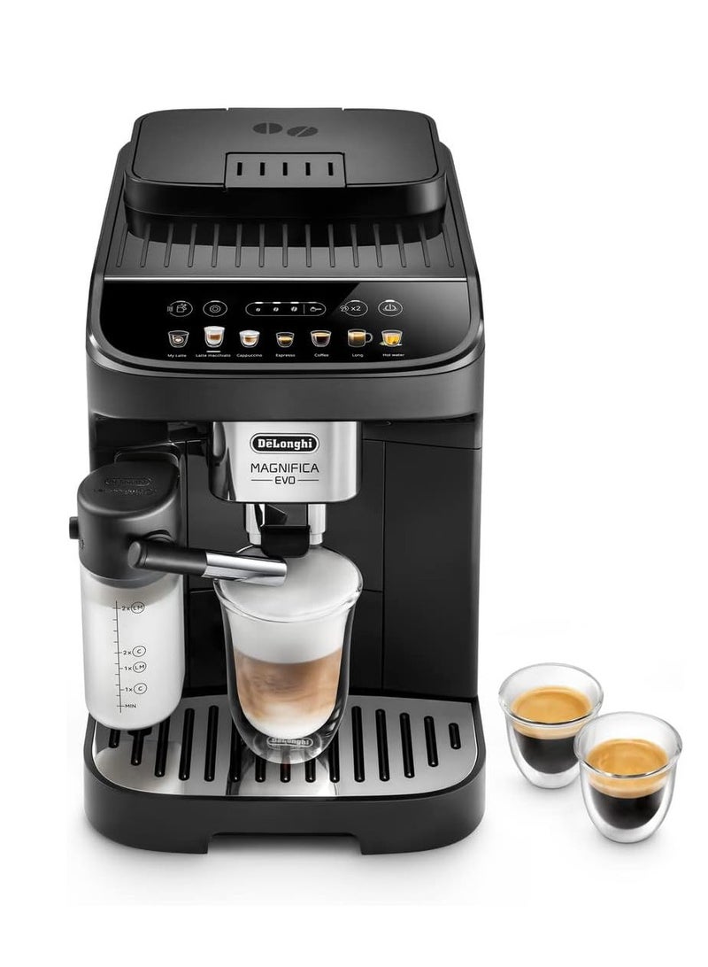 De'Longhi Coffee Machine MAGNIFICA EVO Fully Automatic Bean to Cup Coffee Machine, 9+ Functions, Ideal for Espresso, Americano, Cappuccino, Latte, Macchiato & Many More Coffee Recipes 1.8 L 1450 W 292.81.B BLACK - Image 1