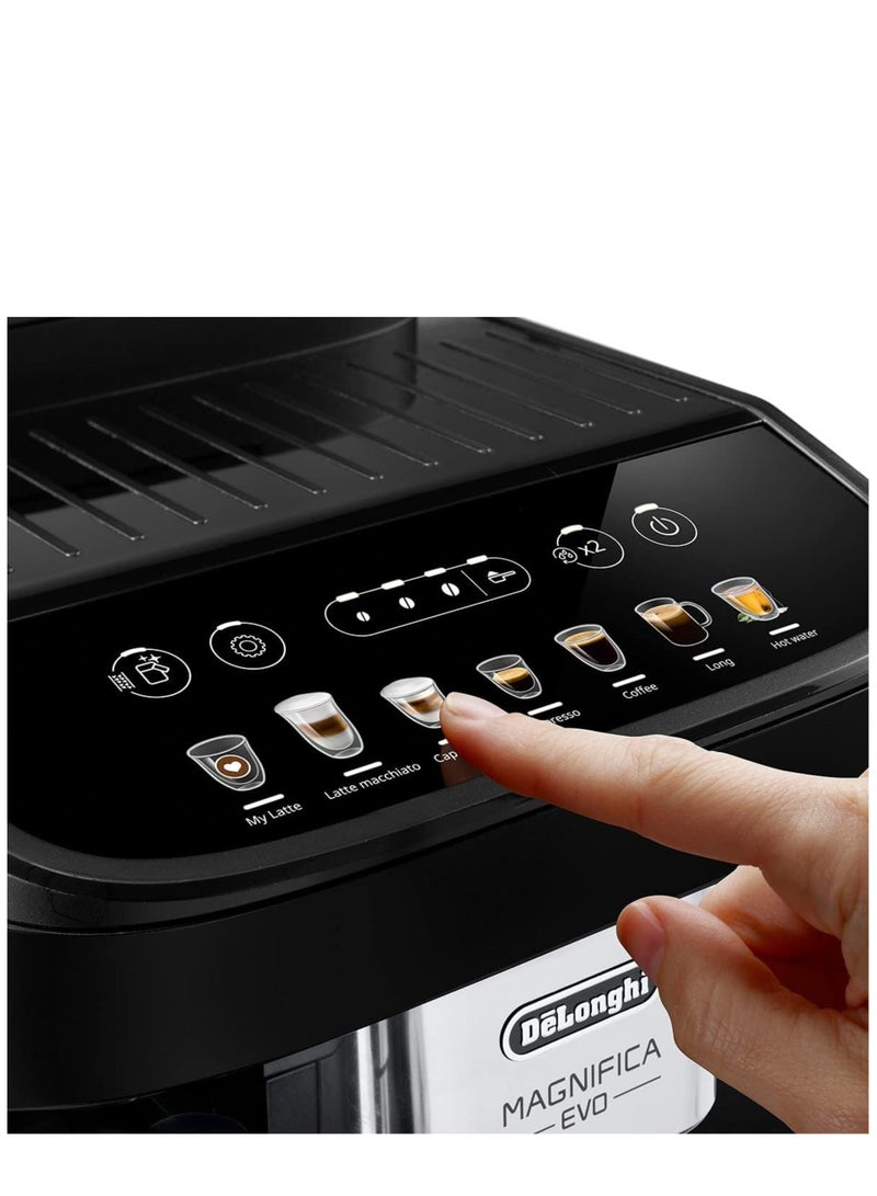De'Longhi Coffee Machine MAGNIFICA EVO Fully Automatic Bean to Cup Coffee Machine, 9+ Functions, Ideal for Espresso, Americano, Cappuccino, Latte, Macchiato & Many More Coffee Recipes 1.8 L 1450 W 292.81.B BLACK - Image 2