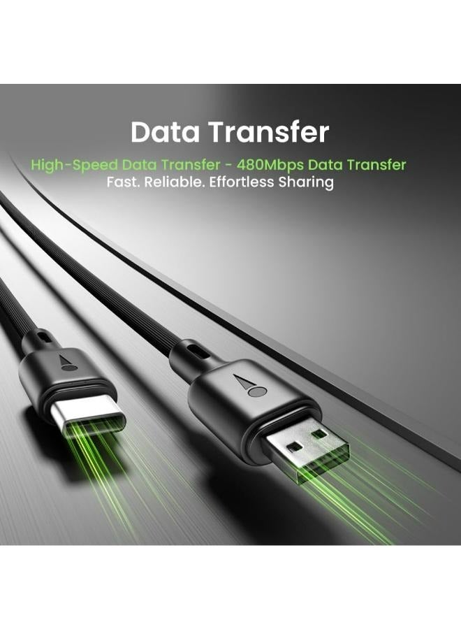 أورايمو Oraimo Reinforced Turbo USB Type C Fast Cable 1 meter black - Image 4