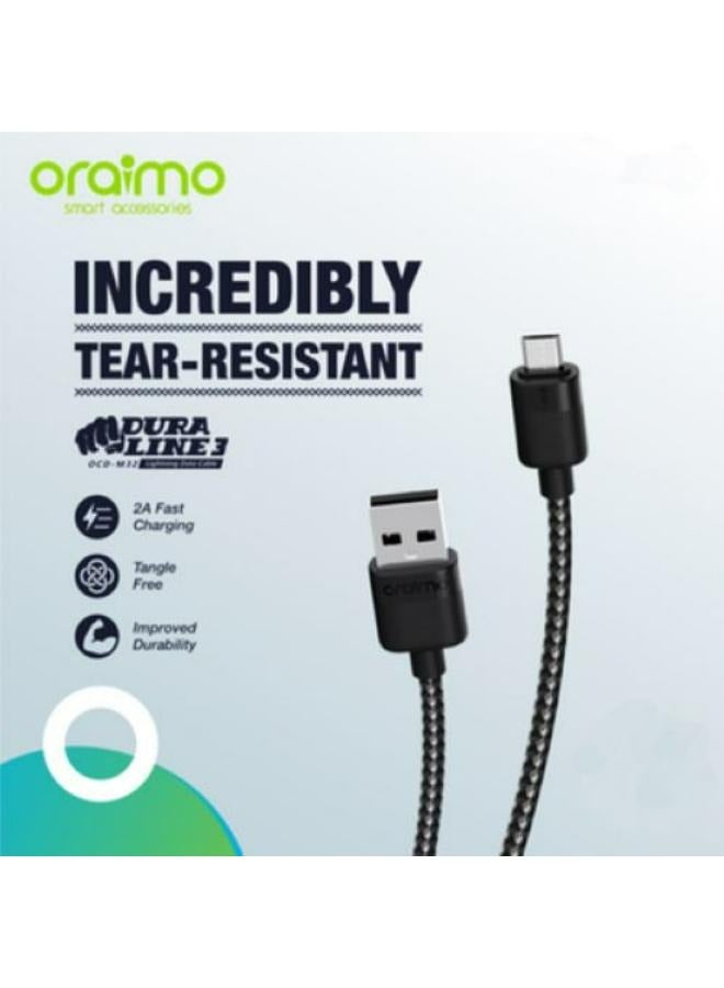 Oraimo Duraline Data Cable - 2Amp - 1 Meter - OCD-M32 black - Image 2