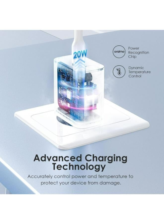 Oraimo OCW-E106S+CC54 20W Type C Plug Fast Charger Pd 3.0 Usb C Wall Adapter white - Image 5