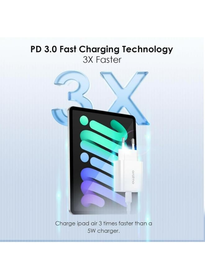 Oraimo OCW-E106S+CC54 20W Type C Plug Fast Charger Pd 3.0 Usb C Wall Adapter white - Image 2