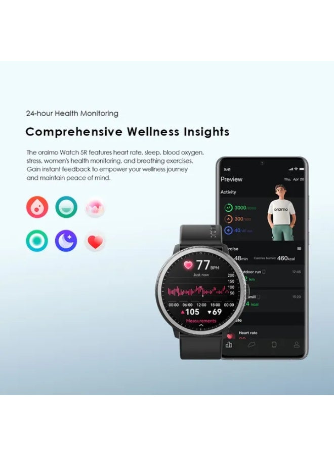 Smartwatch 5R 1.43'' Amoled IP68 Black