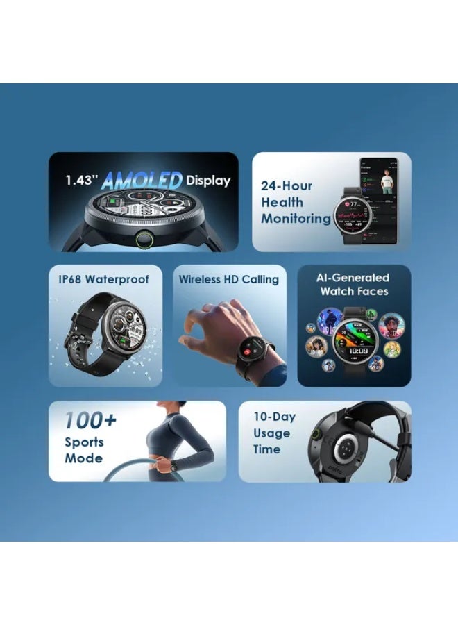 Smartwatch 5R 1.43'' Amoled IP68 Black
