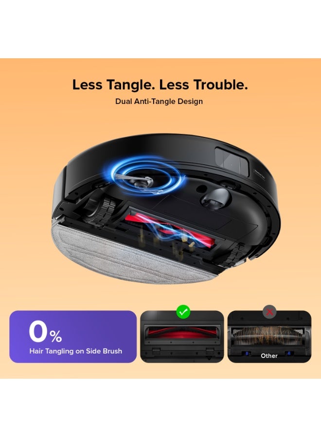 روبو روك Q10 VF (Upgraded from S8)Robot Vacuum and Mop Combo, 10,000 Pa HyperForce, Dual Anti-Tangle System, Auto Mop Lifting, JawScrapers Brush & High-Intensity Mop, Reactive Tech Obstacle Avoidance, PreciSense LiDAR 65 W Q10 VF Black - Image 3