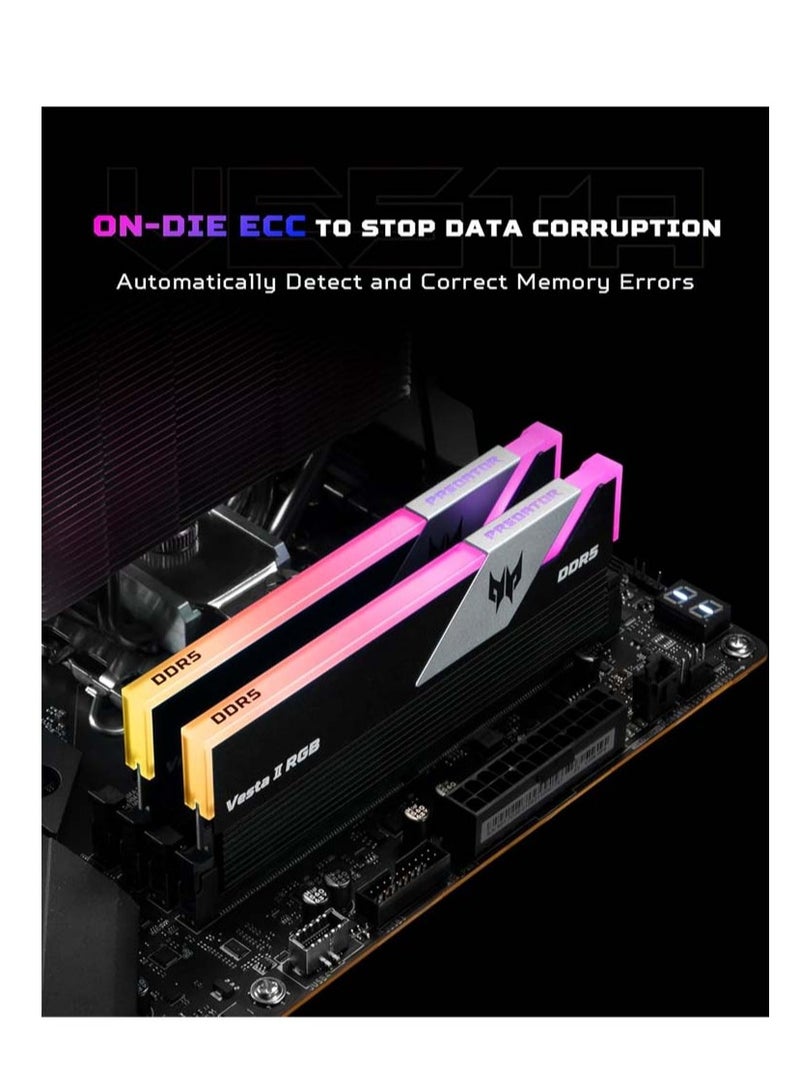 Acer Predator Vesta II DDR5 6000MHz 32GB (16GBx2) RGB RAM CL34 Intel XMP 3.0 & AMD EXPO Compatible Computer Memory PC5-48000 Black - BL.9BWWR.652 32 GB  - Image 2